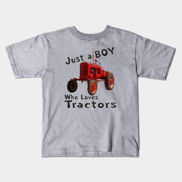 Just a boy who loves tractors Kids T-Shirt by seadogprints